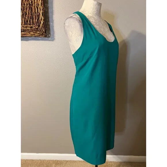 J Crew Dress Kelly Green 12 Faux Silk Racerback Side Zip Shift Sleeveless NWT - Picture 6 of 8